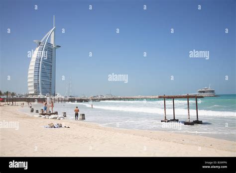 View Of The Burj Al Arab Hotel From The Beach Dubai United Arab