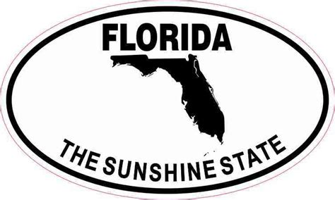 5in X 3in Oval Florida The Sunshine State Sticker
