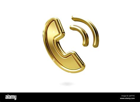 Light Shiny On 3d Gold Phone Icon Isolated On White Background Gold