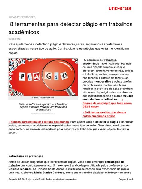 O programa de plagio possui algumas etapas de análise. Programa Para Detectar Plagio De Trabalhos Academicos ...