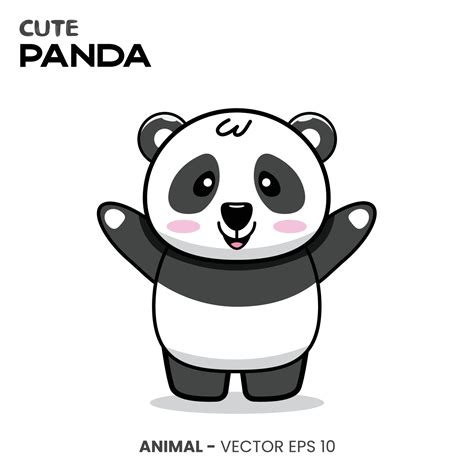 Cute Panda Character Cute Smile Expression With Raised Hand 5464246