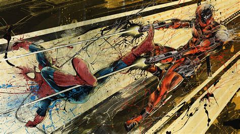 56 deadpool spiderman hd wallpaper