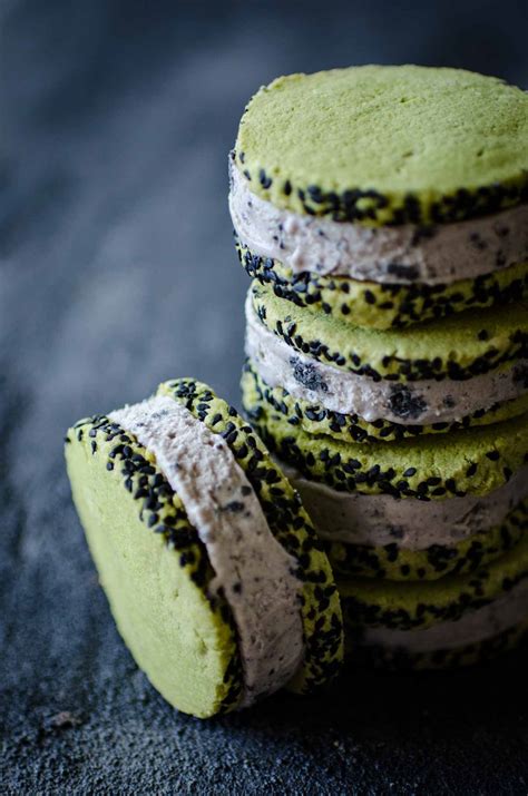 One black sesame ice cream cone, onegaishimasu. Black Sesame and Green Tea Ice Cream Sandwich Recipe