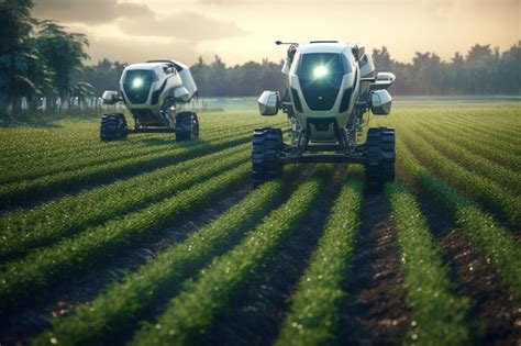 Premium Ai Image There Are Two Tractors That Are Driving In The Field