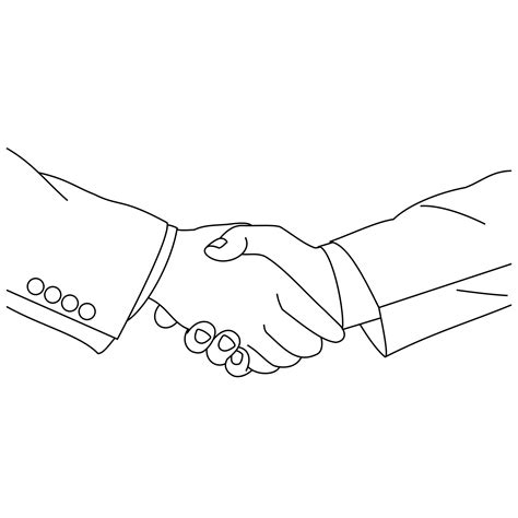 Illustration Line Drawing A Image Of Two Businessmen Shaking Hands