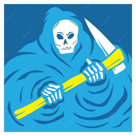 Premium Vector Blue Grim Reaper Vector Illustration