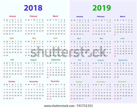 12 Months Calendar Design 20182019 Printable Stock Vector Royalty Free