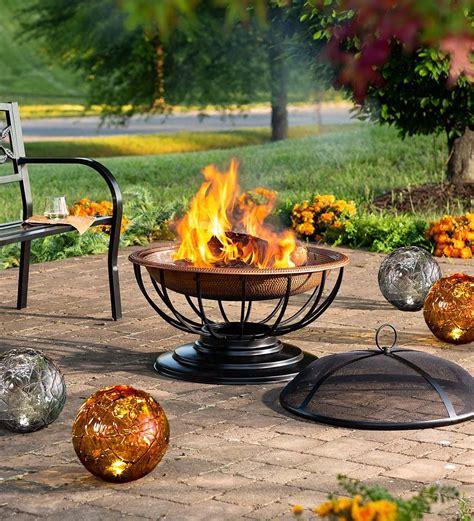 Fire Pit With Lid Copper Fire Pit Fatwood Entertaining Deck Plow