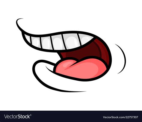 Cartoon Mouth Smile Tongue Teeth Expressive Vector Image