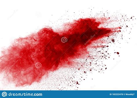 Red Powder Explosion On White Background Colored Cloud Colorful Dust