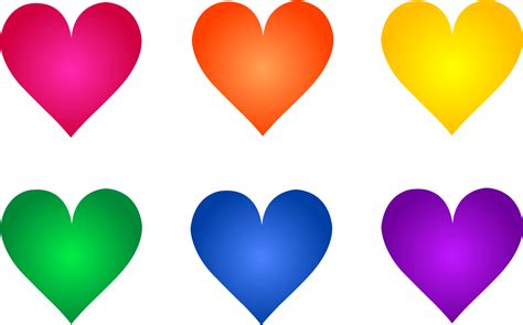 Colorful Printable Colored Hearts