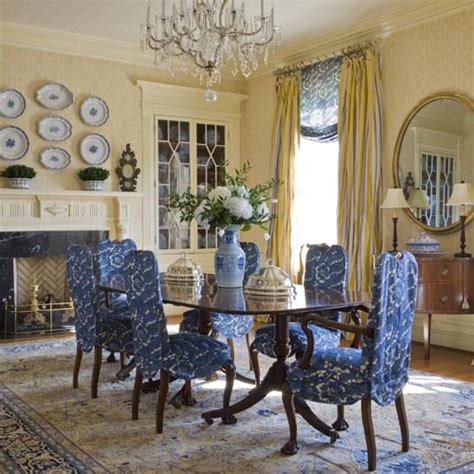 Blue White And Yellow Dining Room Beautiful Yellow