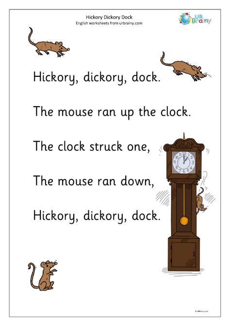 Hickory Dickory Dock Nursery Rhyme Lyrics