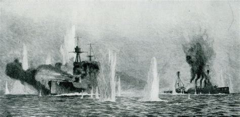 british warships hms warspite and warrior in action at the battle of