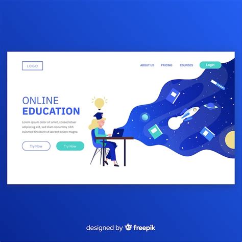 Free Vector Online Education Landing Page Template