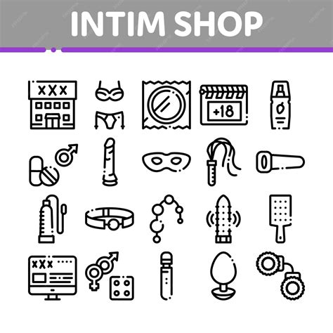 premium vector intim shop sex toys collection icons set