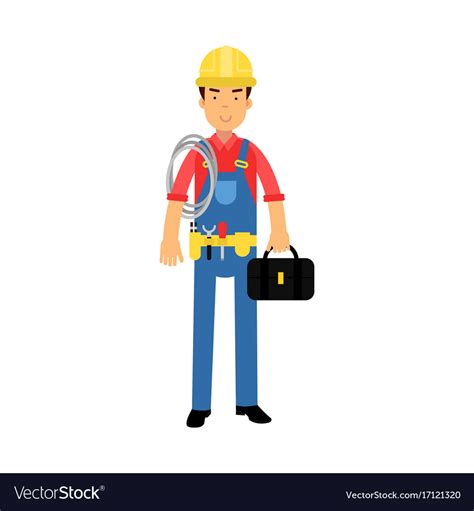 Male Construction Worker Character Standing Vector Image