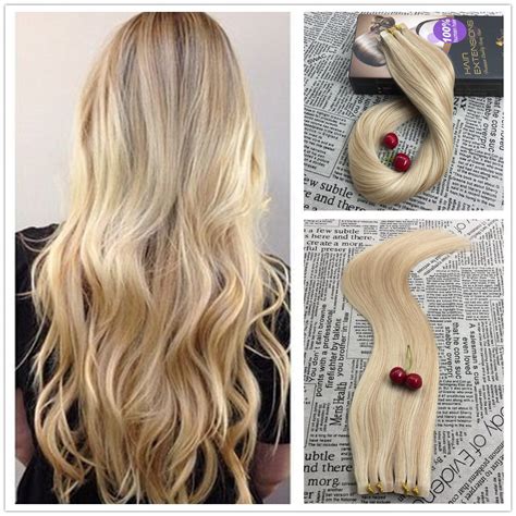 Moresoo 18 Inch 100g Two Tone Colored Hair Bleach Blonde Color 613 Highlighted With