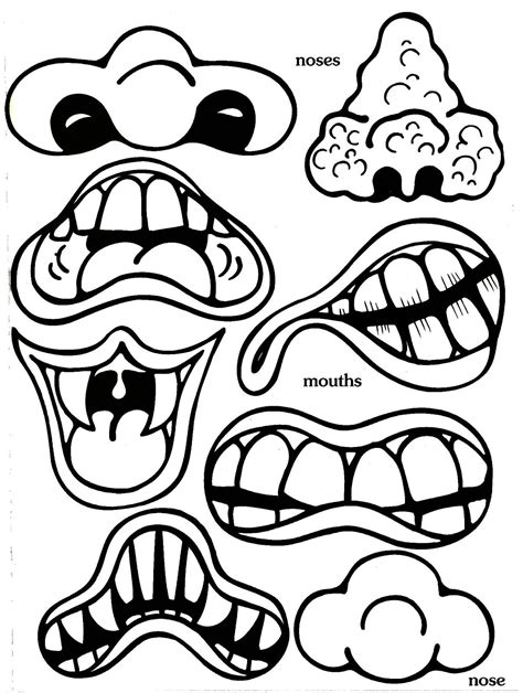 Monster Mouth Black And White Printables