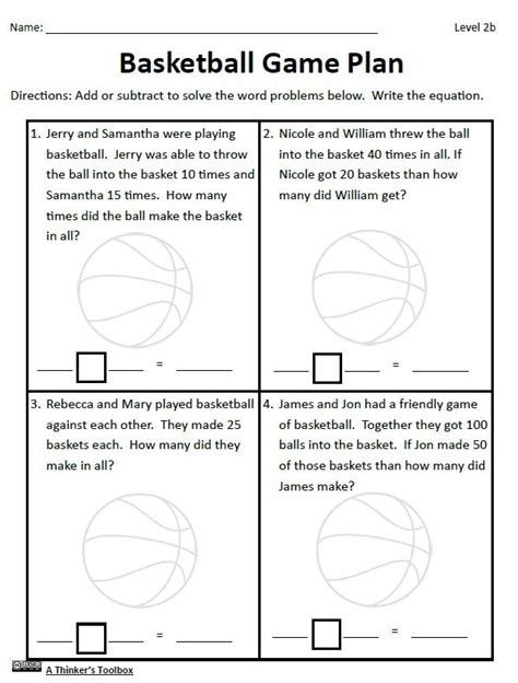 Grade 1 Basketball Addition Worksheet