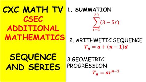 Csec Additional Mathematics Revision Sequence And Series Section 1