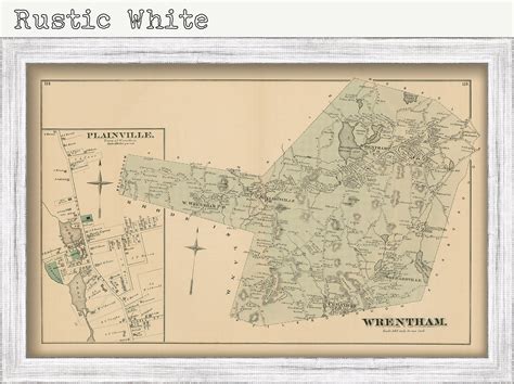 Town Of Wrentham Massachusetts 1876 Map Replica Or Genuine Original