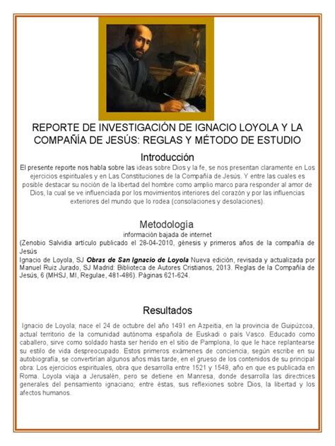 Reporte De Investigación De Ignacio Loyola Y La Compañía De Jesús Pdf