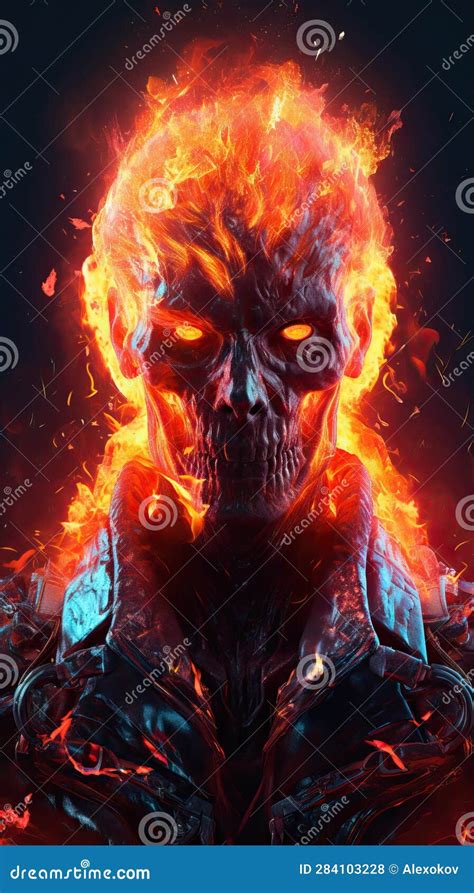 Epic Cinematic Portrait Of Ghost Rider In Neon Flames Generative Ai