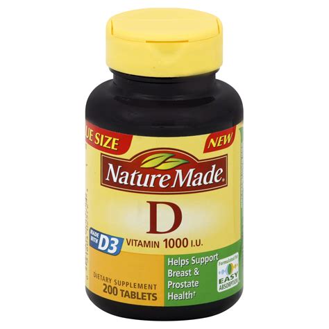 Nature Made Vitamin D 1000 Iu Tablets 200 Tablets Health