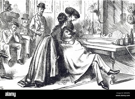 Cartoon Commenting On The Rise Of Female Barbers In London Dated 19th