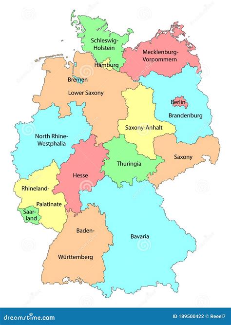 Färgfull Detaljerad Karta över Tyskland Med Namn På Delstater Som är