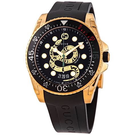 Gucci Dive Quartz Black Dial Mens Watch Ya136219 731903466838 Ebay