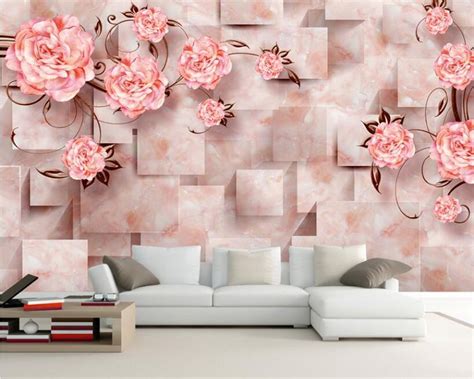 Beibehang 3d Wallpaper Need Marble Peony Floral Stereo Geometry Tv Sofa