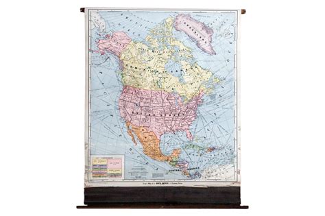 Vintage Crams Pull Down Map Of North America Onh Maps 3312