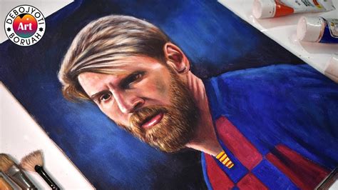Realistic Painting Of Lionel Messi In Acrylic Step By Step Tutorial