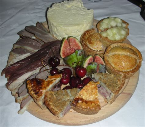 Medieval Feasting Food Platter Cheese Bread Meats Fish Pies