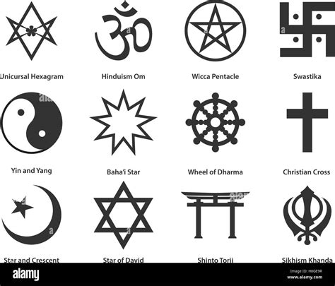 Icon Set Of World Religious Symbols Vector Illustration Stock Vector