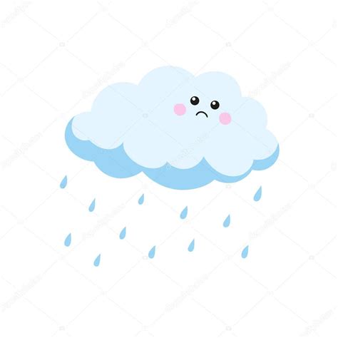 Clipart Raindrops Sad Cloud Crying Raindrops Vector Illustration