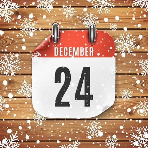 Premium Vector December 24 Calendar Icon With Snow And Snowflakes