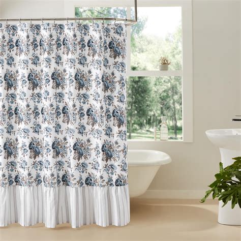 Annie Blue Floral Ruffled Shower Curtain 72x72 By April And Olive Vhc Brands