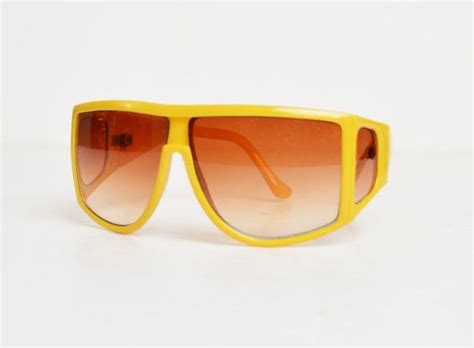 Vintage 70s 80s Yellow Oversized Aviator Sunglasses Gradient Etsy