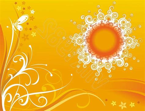 Orange Floral Sun Background For Powerpoint Abstract And Textures Ppt