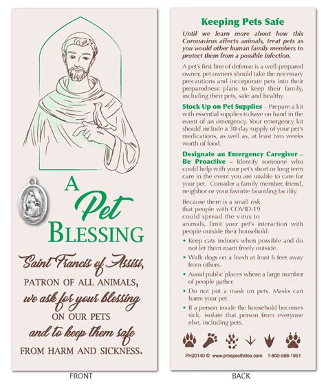 Prayer Bookmark With A Pet Blessing Prospect Hill Co