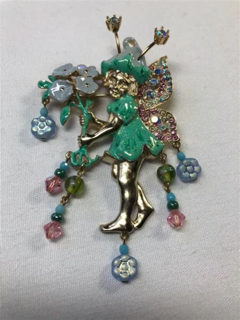 Rare Kirks Folly Forget Me Not Pinpendant Loaded With Charms 6799