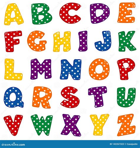 Alphabet Bright Colors With Polka Dots Stock Vector Illustration Of