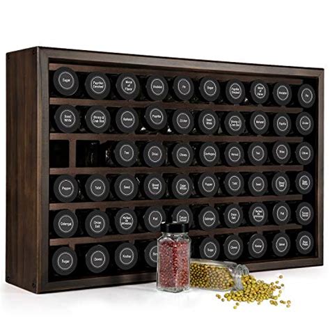 Welcare 100 Solid Wood Spice Rack Includes 24 4oz Clear Glass Jars