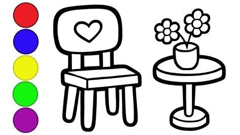 How to draw chair and table Çocuklar için çizim sandalye ve masa Сурет салу орындық және