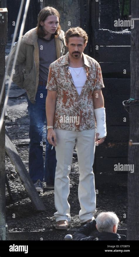 Actor Ryan Gosling Spotted Taking A Smoking Break On The Set Of The Nice Guys Filming In