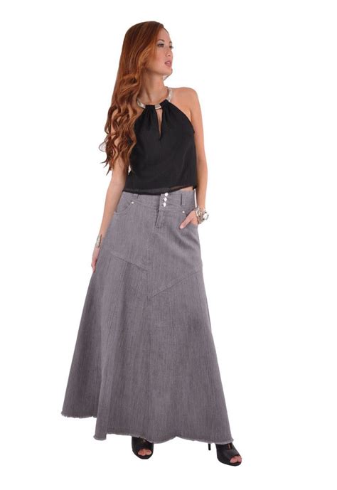 Stunning In Gray Denim Skirt Ta 0570 Skirts Denim Skirt Modest Skirts