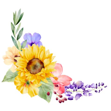 Watercolor Sunflower Bouquet 9667977 Png